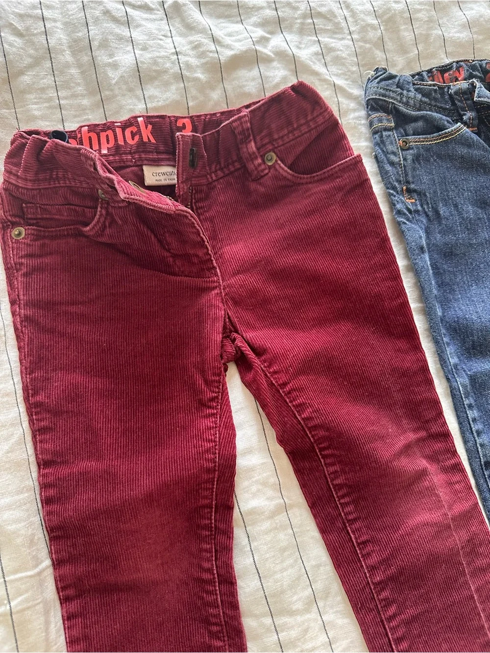 3 Pairs pants - Burgundy Corduroy & Denim Girls Pants